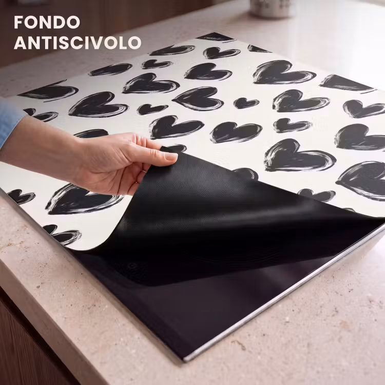 Protezione piano induzione - Cuori - Motivo - Nero — 6
