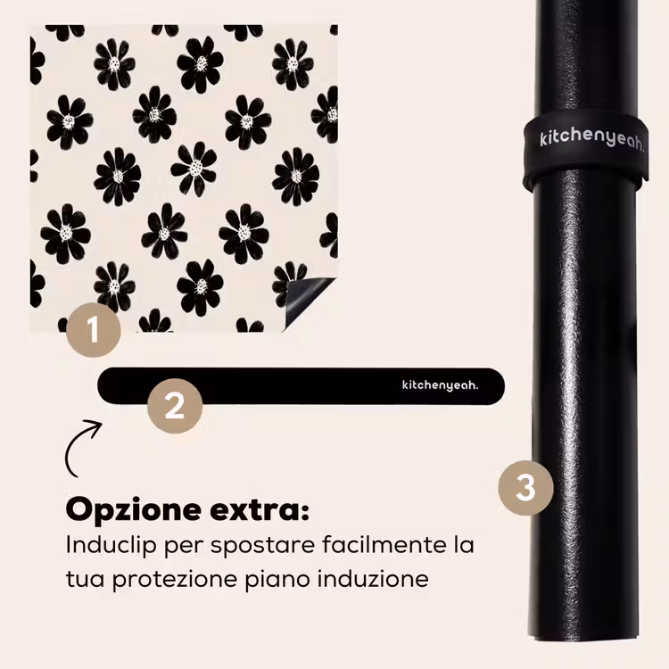 Protezione piano induzione - Grafica - Margherite - Nero - Beige — 8