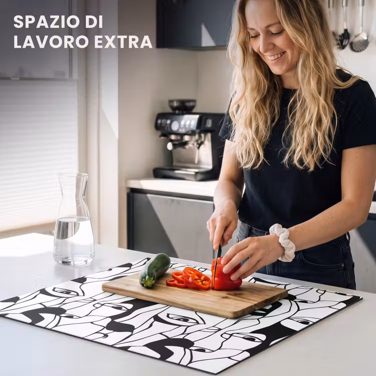 Protezione piano induzione - Linee - Volti - Nero - Bianco — 5