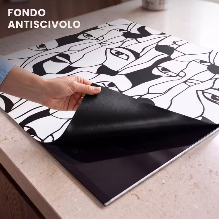 Protezione piano induzione - Linee - Volti - Nero - Bianco — 6