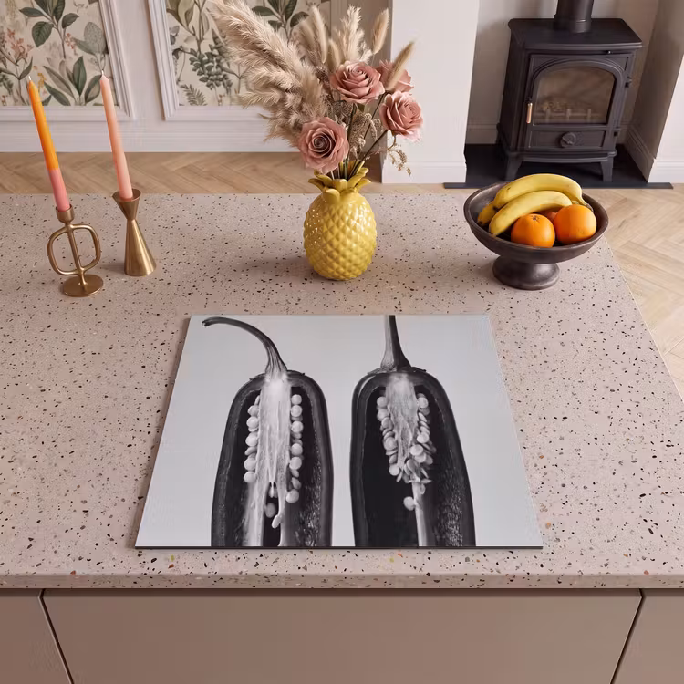 Protezione piano induzione - Peperoni - Nero - Bianco - Cornici per semi — 3