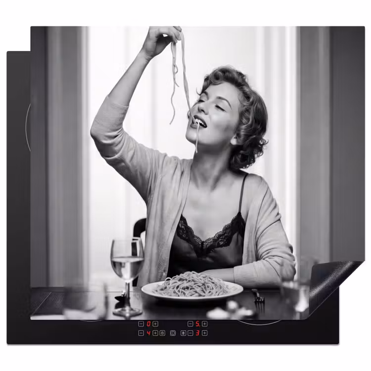 Protezione piano induzione - Donna - Spaghetti - Nero - Bianco — 1