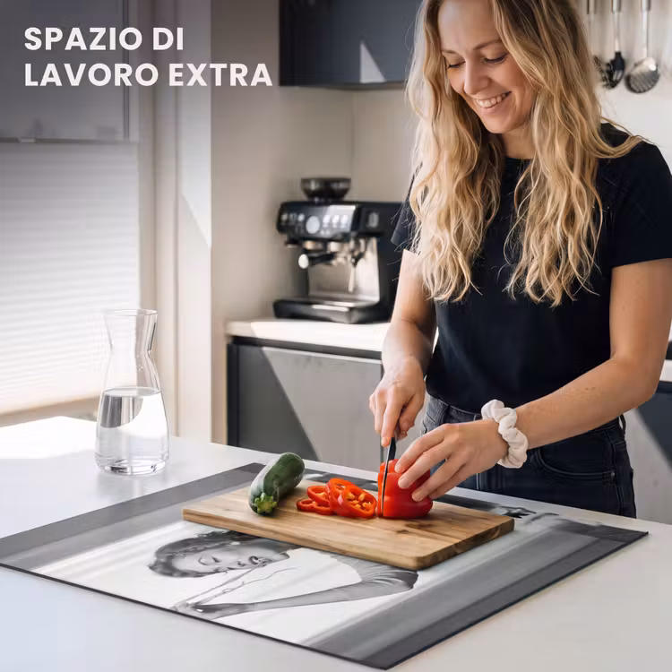 Protezione piano induzione - Donna - Spaghetti - Nero - Bianco — 5