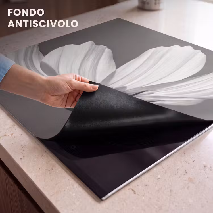 Protezione piano induzione - Fiore - Minimalista - Nero - Bianco — 6