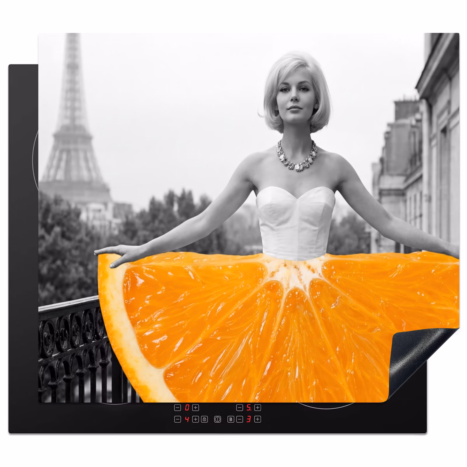 Protezione piano induzione - Arancione - Torre Eiffel - Donna — 1