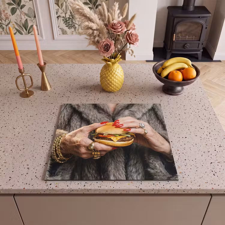 Protezione piano induzione - Donna - Hamburger - Pelliccia — 3