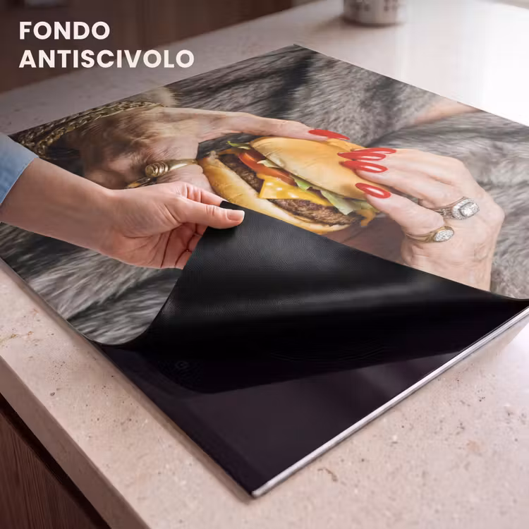 Protezione piano induzione - Donna - Hamburger - Pelliccia — 6