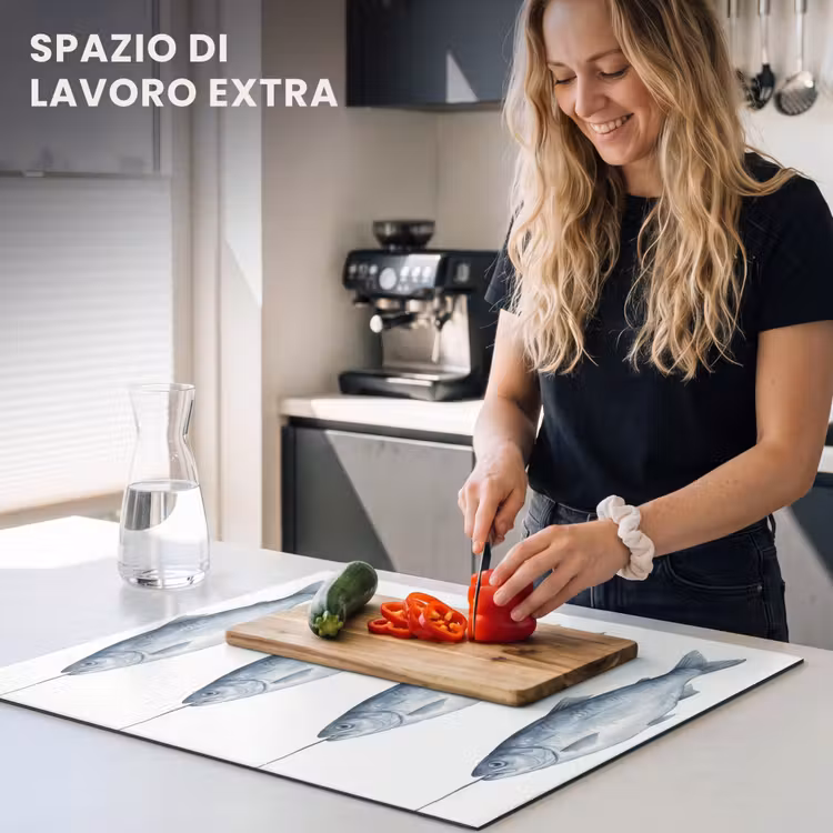 Protezione piano induzione - Pesce - Illustrazione - Blu Delft — 5