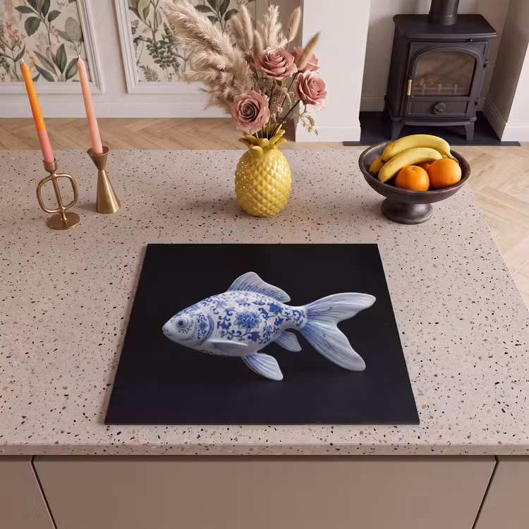 Protezione piano induzione - Porcellana - Pesce rosso - Delftware — 3