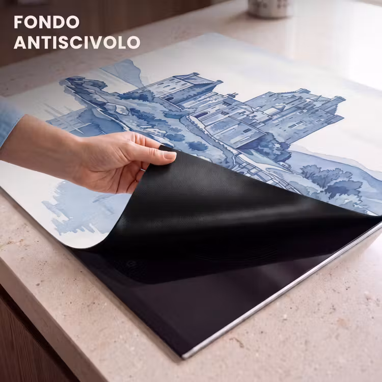 Protezione piano induzione - Scozia - Castello - Blu - Acquerello — 6