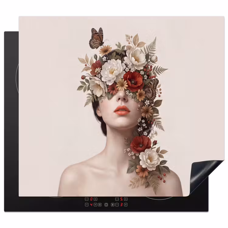 Protezione piano induzione - Ritratto - Fiori - Cremé — 1