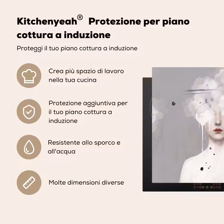 Protezione piano induzione - Donna - Nuvola - Grigio — 5
