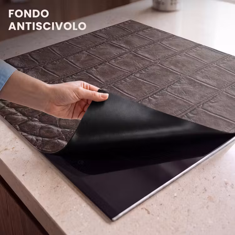 Protezione piano induzione - Coccodrillo - Pelle - Marrone — 6