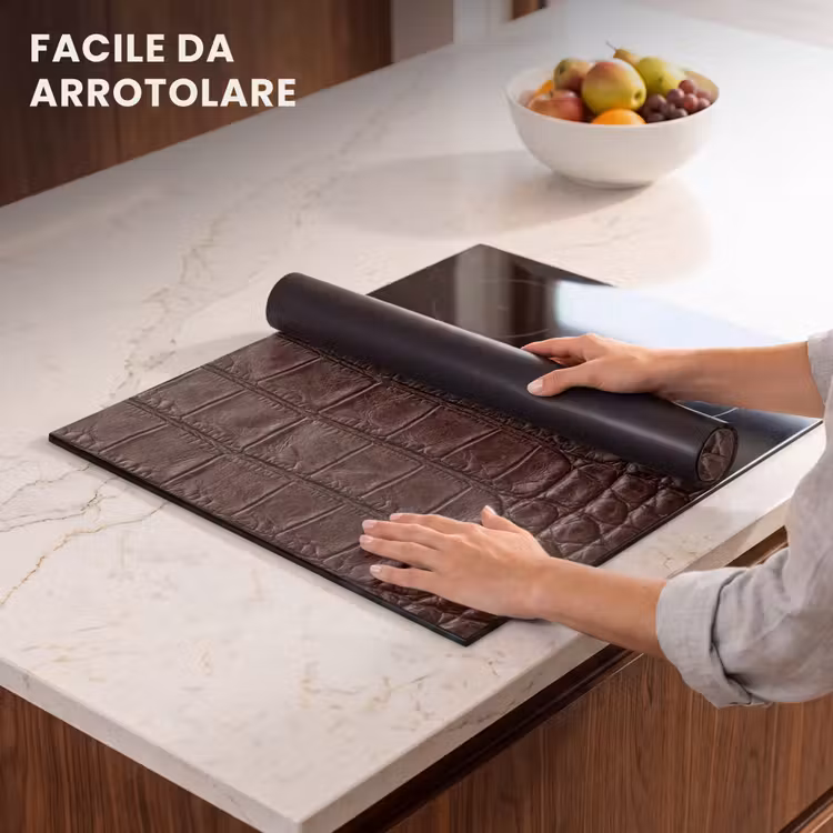Protezione piano induzione - Coccodrillo - Pelle - Marrone — 7