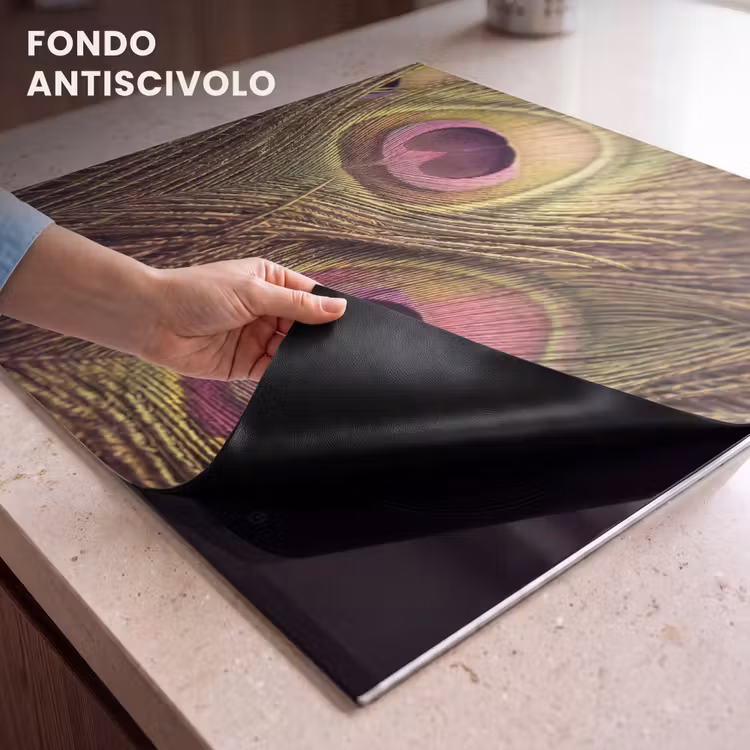 Protezione piano induzione - Pavone - Piume - Viola - Verde — 6