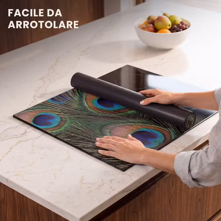 Protezione piano induzione - Piume di pavone - Classico - Verde — 7