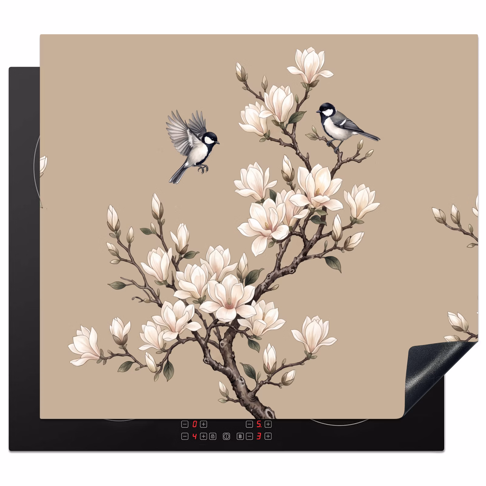 Protezione piano induzione - Orientale - Uccelli - Beige — 1