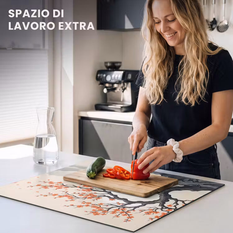 Protezione piano induzione - Asiatico - Fiore - Rosso — 5