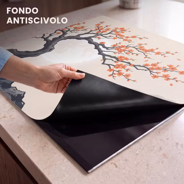 Protezione piano induzione - Asiatico - Fiore - Rosso — 6