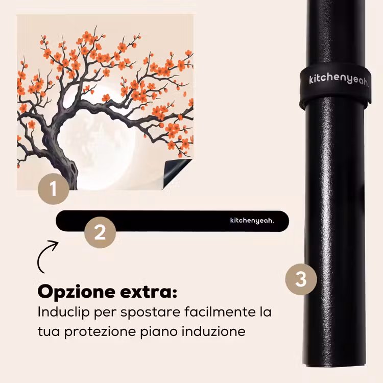 Protezione piano induzione - Asiatico - Fiore - Rosso — 8