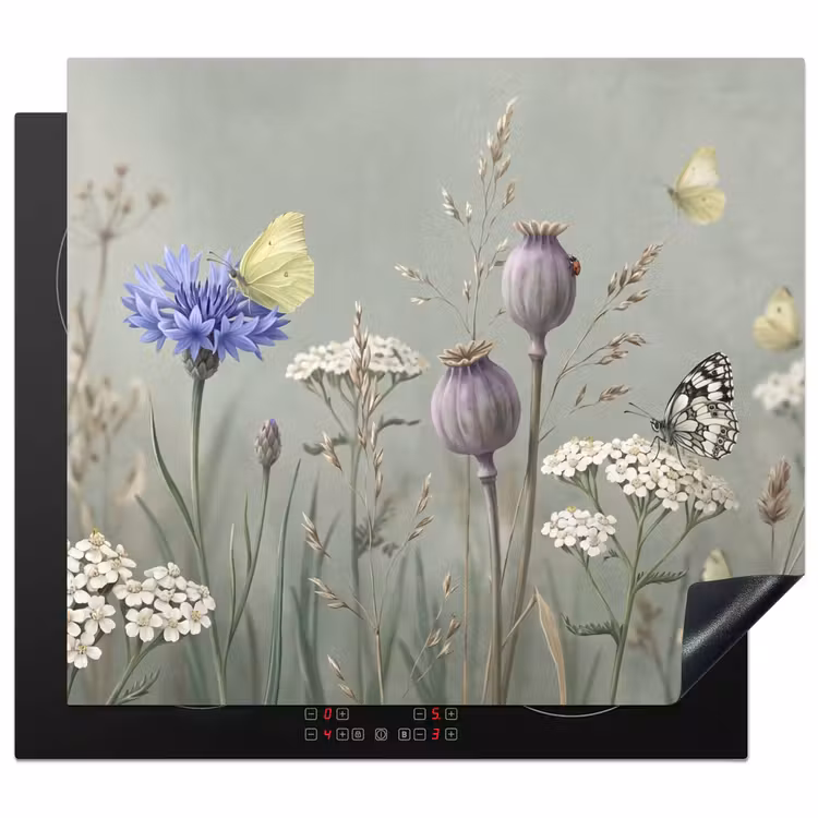 Protezione piano induzione - Farfalle - Fiori di campo - Illustrazione - Colorato — 1
