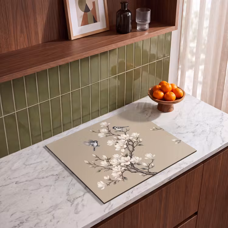 Protezione piano induzione - Orientale - Uccelli - Beige — 4