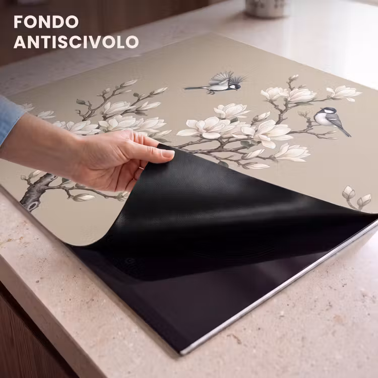 Protezione piano induzione - Orientale - Uccelli - Beige — 6