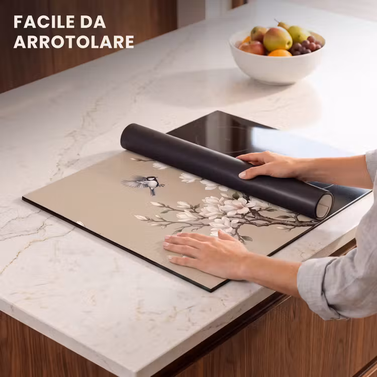 Protezione piano induzione - Orientale - Uccelli - Beige — 7