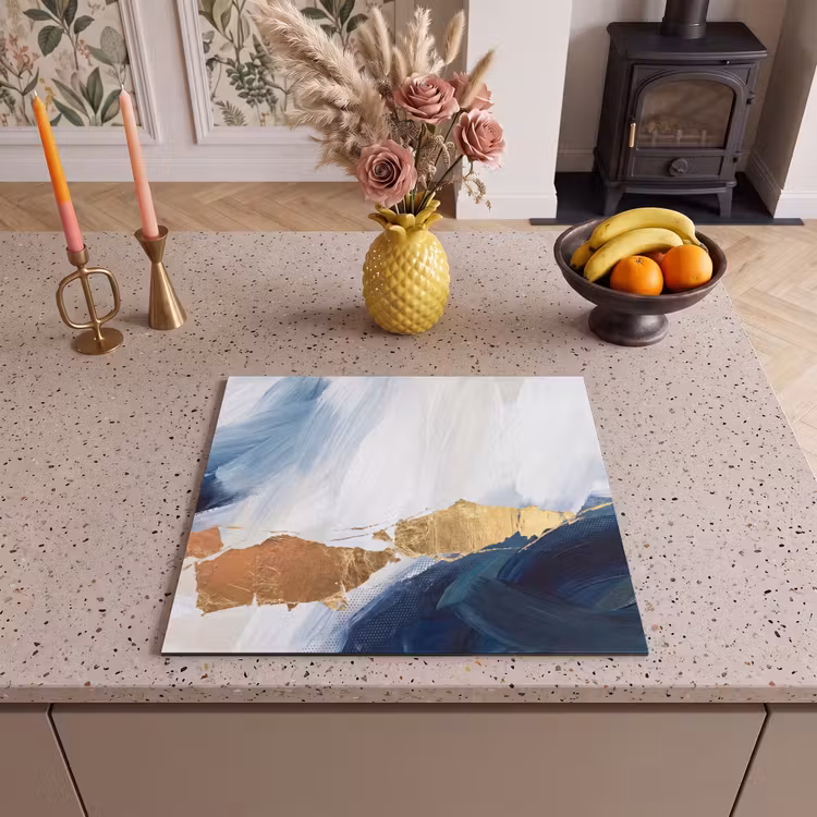 Protezione piano induzione - Astratto - Acrilico - Blu - Oro - Elegante — 3