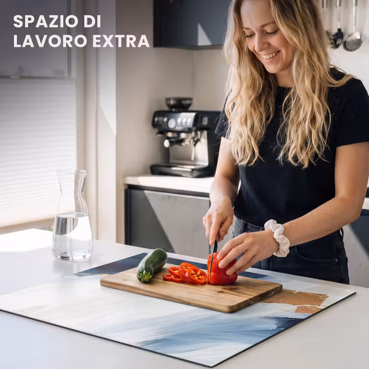 Protezione piano induzione - Astratto - Acrilico - Blu - Oro - Elegante — 5