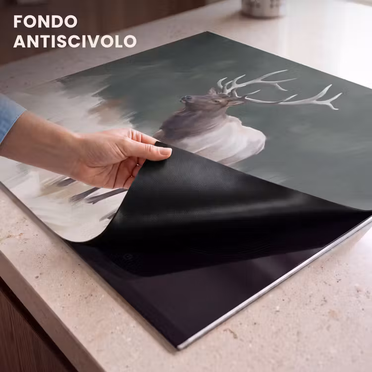Protezione piano induzione - Cervo rosso - Corna - Pittura - Rustico — 6