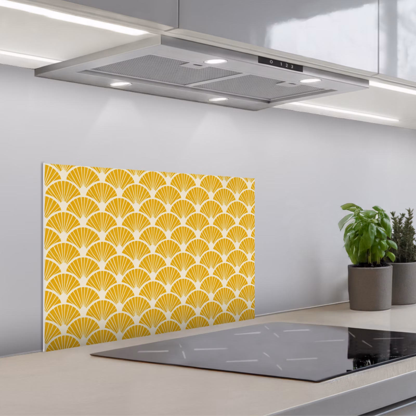Paraschizzi cucina - Ventagli - Art Déco - Retrò - Giallo ocra — 1