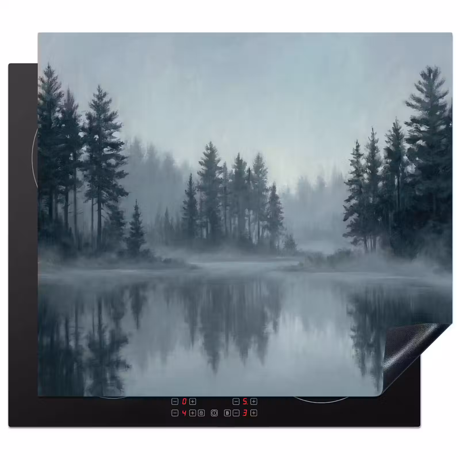 Protezione piano induzione - Foresta - Lago - Nebbia - Natura - Grigio — 1