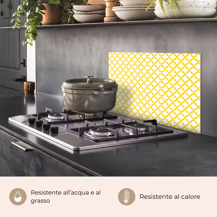 Paraschizzi cucina - Motivo - Geometrico - Classico - Giallo — 2