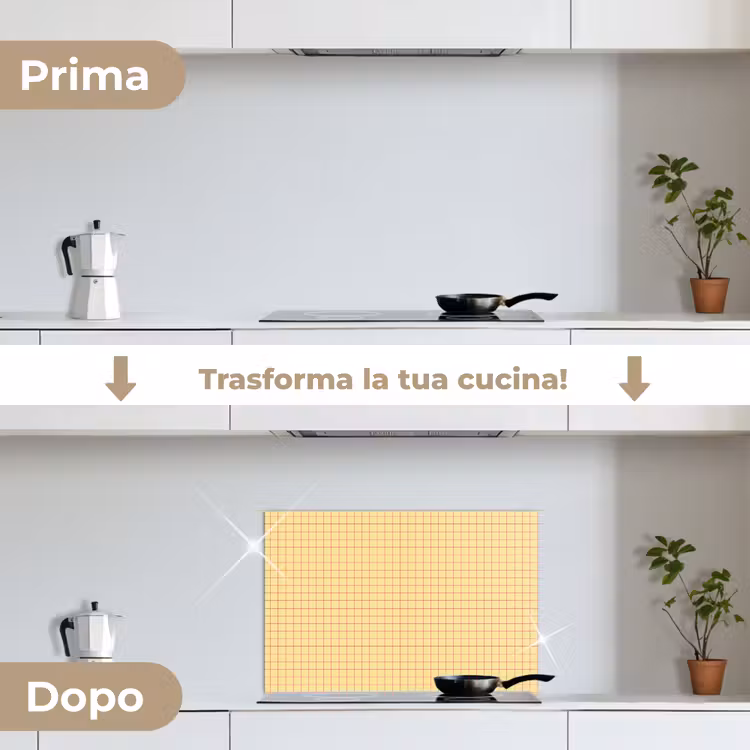 Paraschizzi cucina - Riquadri - Griglia - Minimalista - Giallo - Rosa — 7