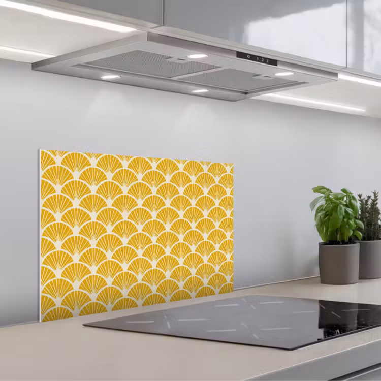 Paraschizzi cucina - Ventagli - Art Déco - Retrò - Giallo ocra — 1