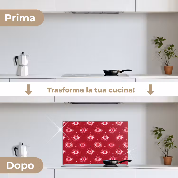Paraschizzi cucina - Occhi - Motivo - Rosa - Rosso scuro — 7