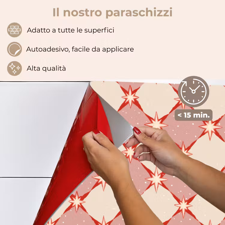 Paraschizzi cucina - Rombi - Stelle - Vintage - Rosa antico - Rosso — 4