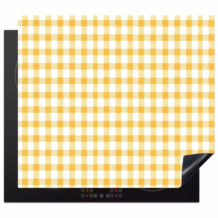 Protezione piano induzione - Rombi - Gingham - Classico - Giallo e bianco — 1