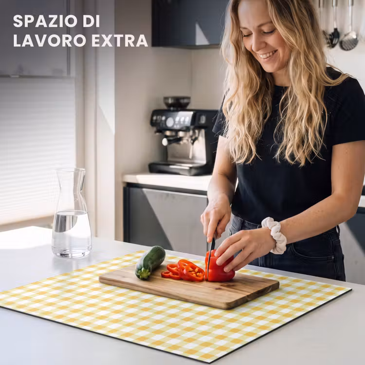 Protezione piano induzione - Rombi - Gingham - Classico - Giallo e bianco — 5