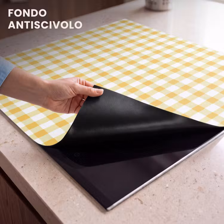 Protezione piano induzione - Rombi - Gingham - Classico - Giallo e bianco — 6