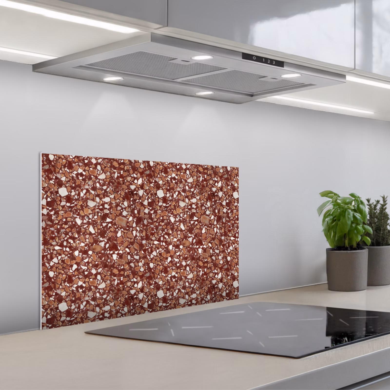 Paraschizzi cucina - Terrazzo - Motivo - Texture pietra - Rosso-marrone — 1