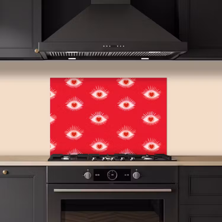 Paraschizzi cucina - Occhi - Cuore - Astratto - Rosso - Rosa — 5