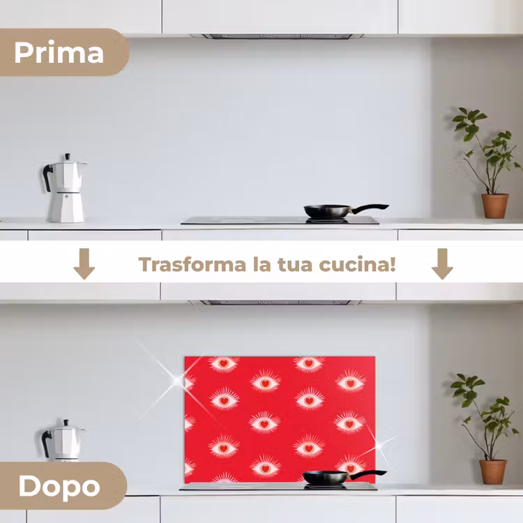 Paraschizzi cucina - Occhi - Cuore - Astratto - Rosso - Rosa — 7