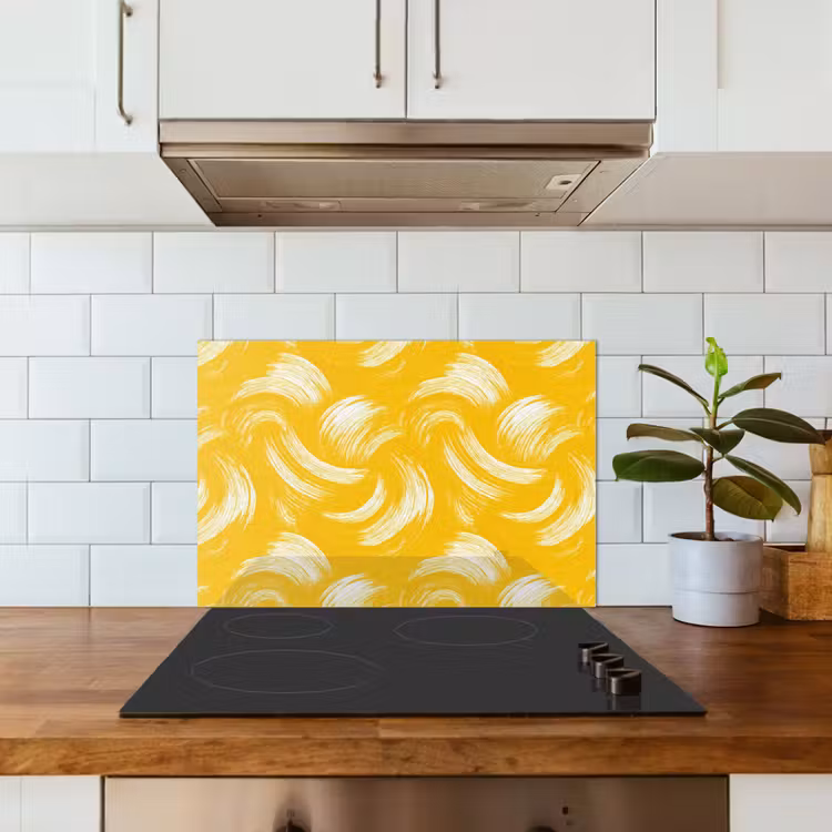 Paraschizzi cucina - Pennellate - Astratto - Dinamico - Giallo — 3