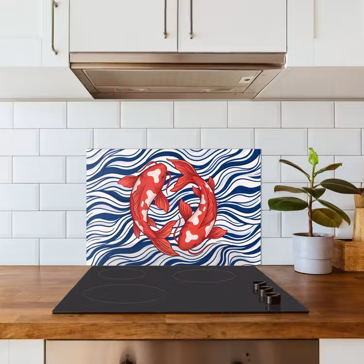Paraschizzi cucina - Pesce - Acqua - Natura - Illustrazione - Rosso — 3