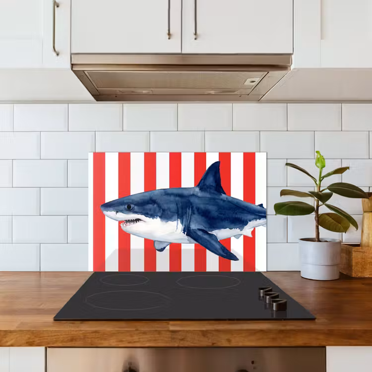Paraschizzi cucina - Pesce - Squalo - Mare - Illustrazione - Blu — 3