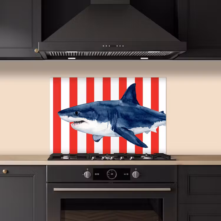 Paraschizzi cucina - Pesce - Squalo - Mare - Illustrazione - Blu — 5