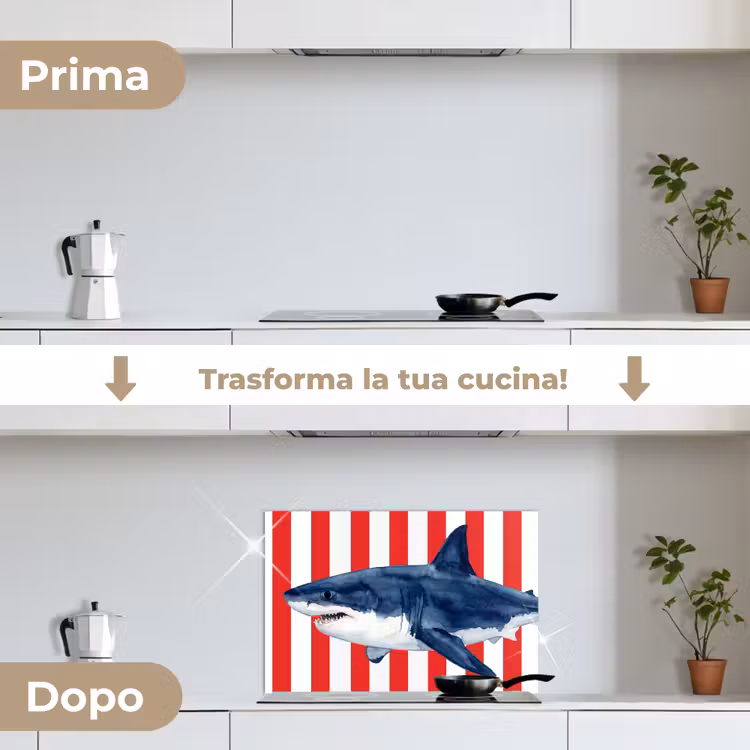 Paraschizzi cucina - Pesce - Squalo - Mare - Illustrazione - Blu — 7