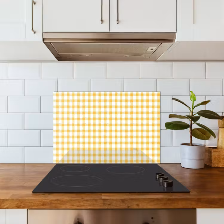 Paraschizzi cucina - Rombi - Gingham - Classico - Giallo e bianco — 3